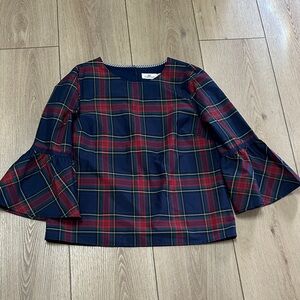 Vineyard Vines Navy and Red Plaid Top size 8